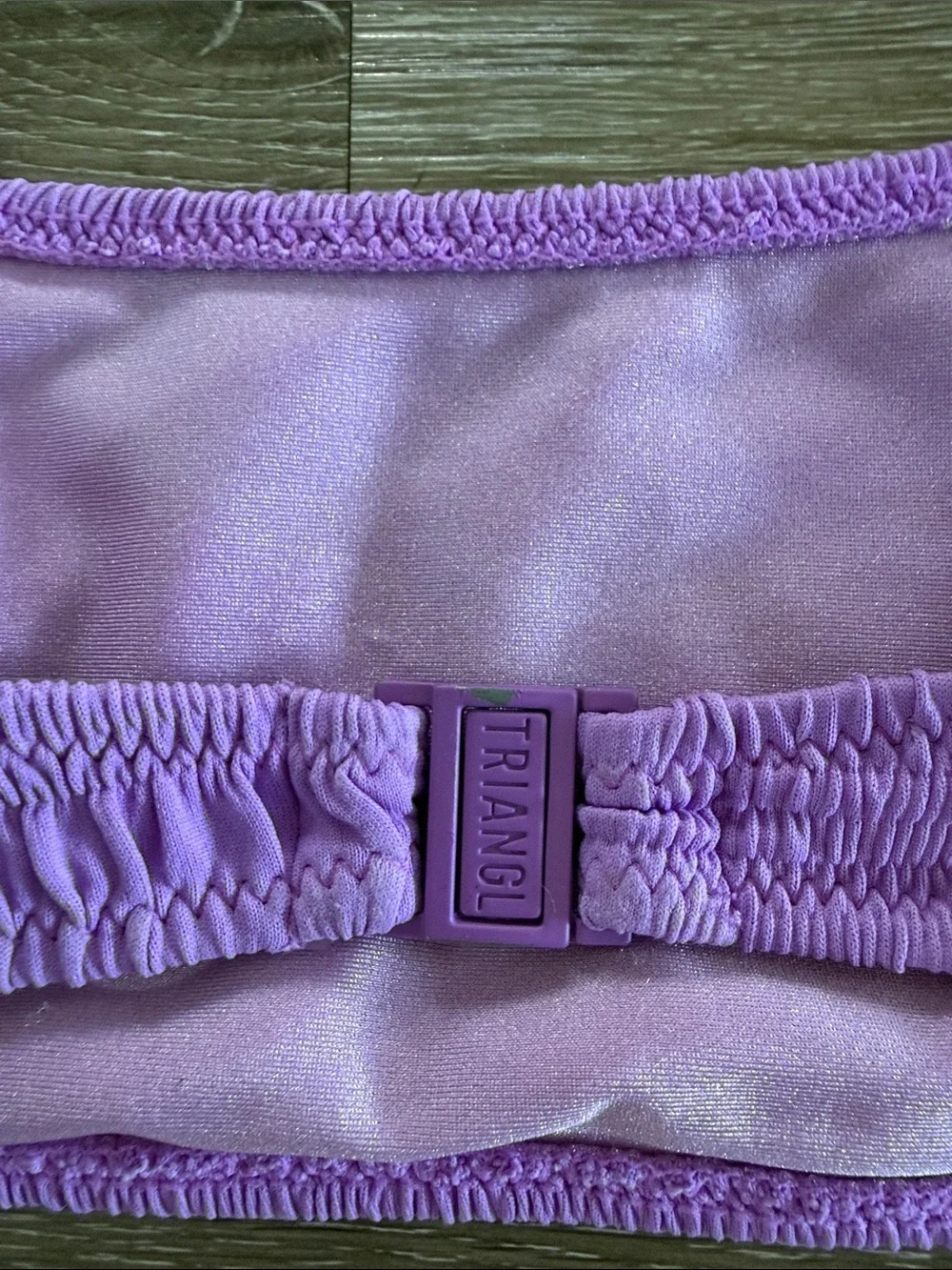 Triangl Swimwear Mica Scorch Bikini Swimsuit Set Purple Crinkle Smocked, S/M